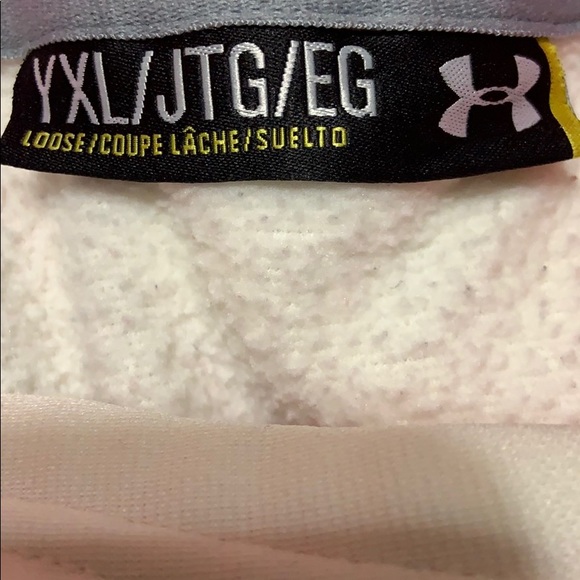 YXL PINK & GRAY UNDERARMOUR STORM HOODIE - Picture 7 of 7